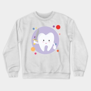 Hero Tooth Warior With Sword Kawaii Cute Design Crewneck Sweatshirt